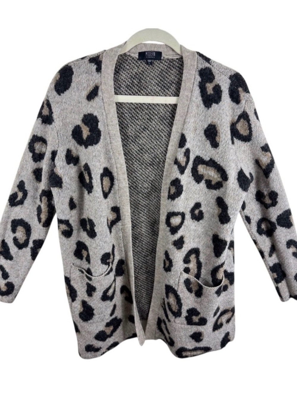MODERN CANVAS Leopard Print Open Front Cardigan‎ Sweater Women's Size L